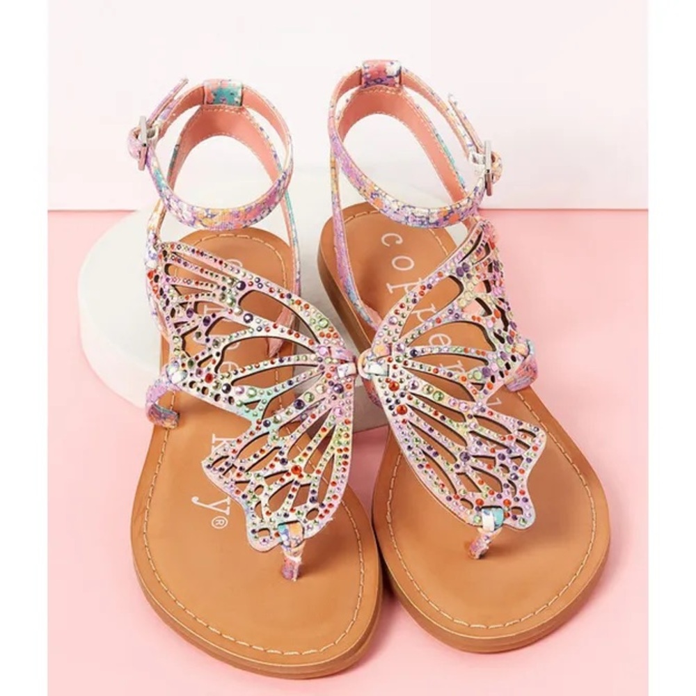 Copper Key
Flutter Rainbow Rhinestone Embellished Butterfly Sandals - Picture 2 of 9